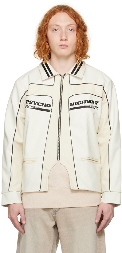 Photo: Youths in Balaclava White 'Psycho Highway' Faux-Leather Jacket