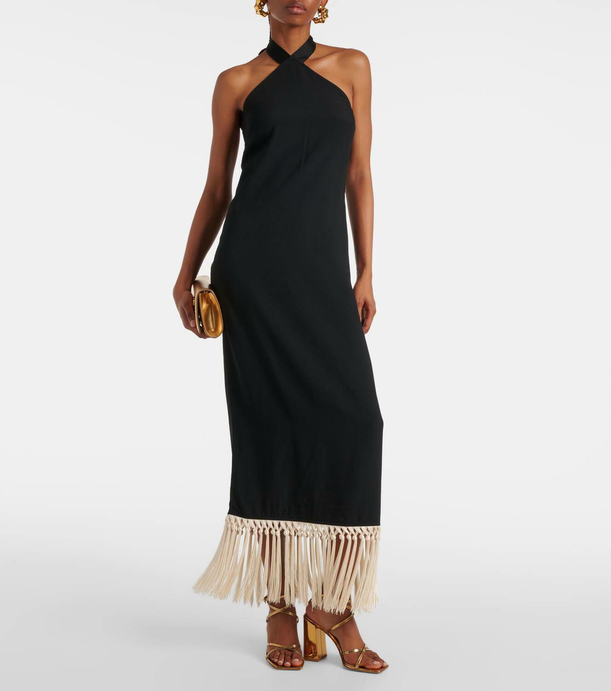 Taller Marmo Nina fringed crêpe cady midi dress Taller Marmo