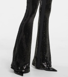 David Koma Sequined flared high-rise pants