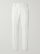 Canali - Mamhood Straight-Leg Pleated Linen And Silk-Blend Trousers - White