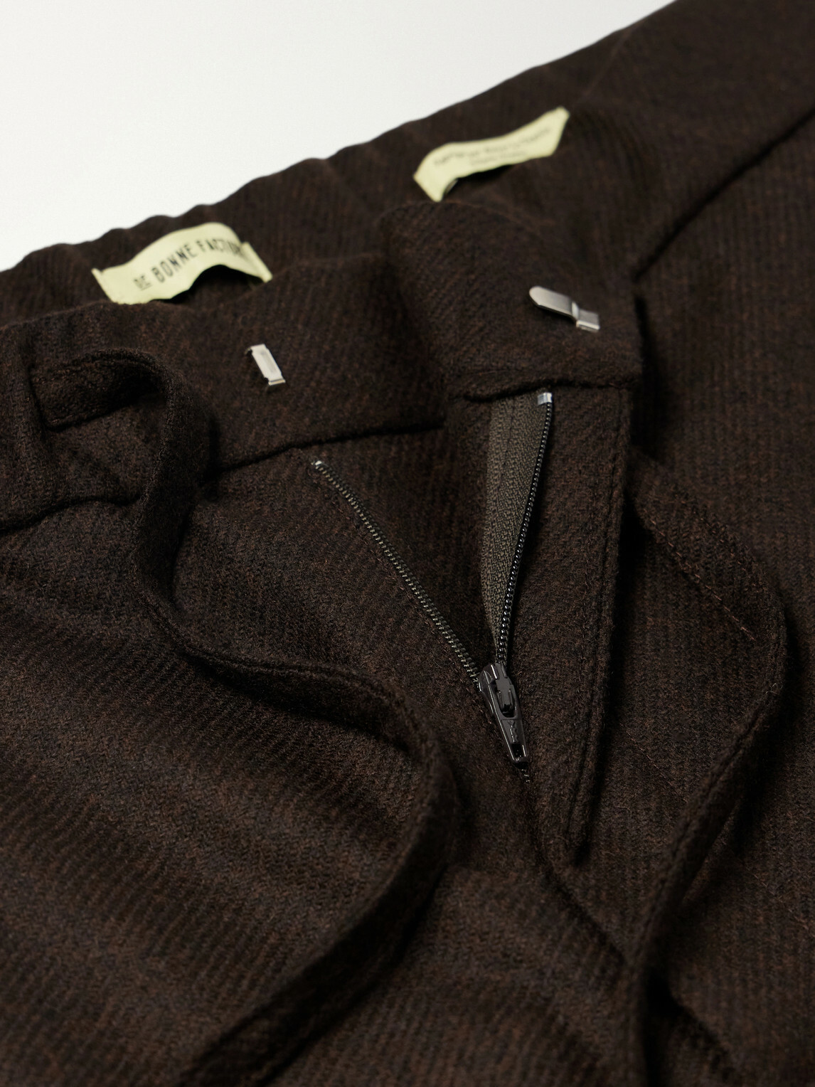 De Bonne Facture - Lounge Straight-Leg Wool Drawstring Trousers - Brown