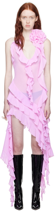 Photo: Fancì Club SSENSE Exclusive Pink Garden of Eden Midi Dress
