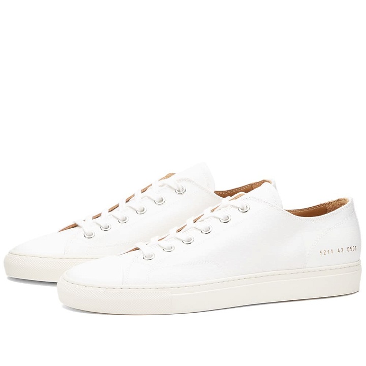 Photo: Common Projects Men's Tournament Low Canvas Sneakers in White