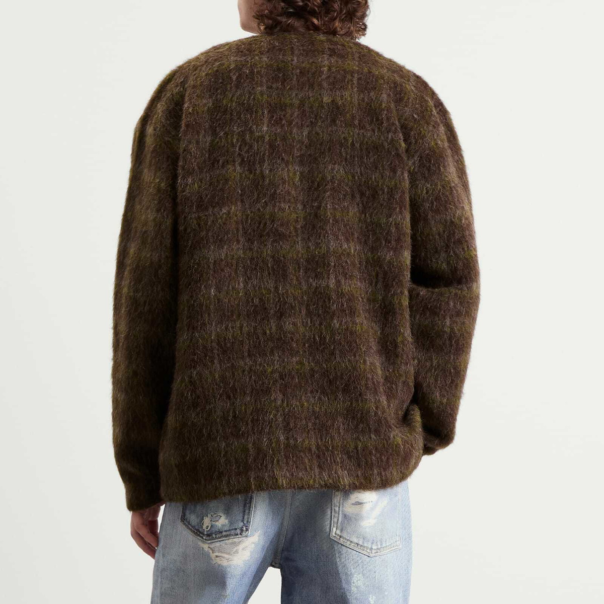 Our Legacy Men's Mohair Cardigan in Dorf Check Hairy Wool