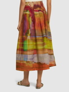 ULLA JOHNSON Alessandra Printed Linen Long Skirt