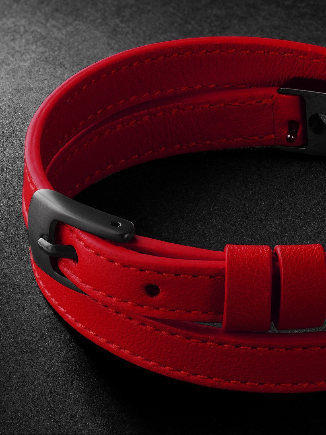 Messika - My Move Blackened Titanium, Diamond and Leather Bracelet - Red