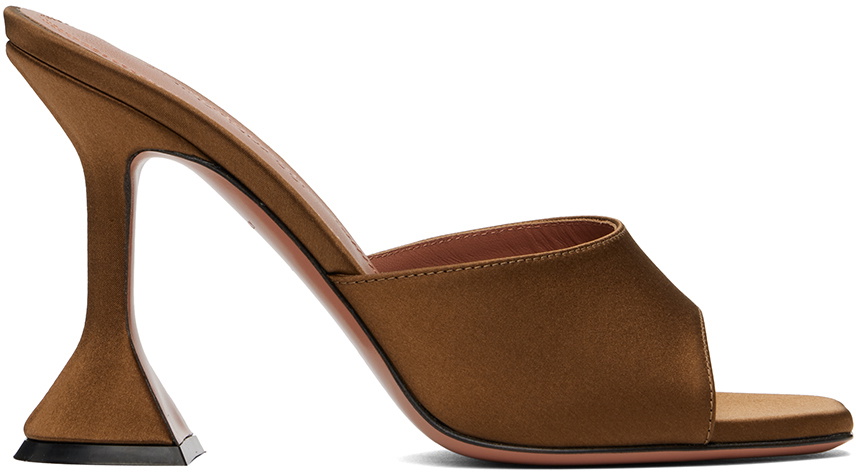 Amina Muaddi Brown Lupita Slipper Heeled Sandals Amina Muaddi