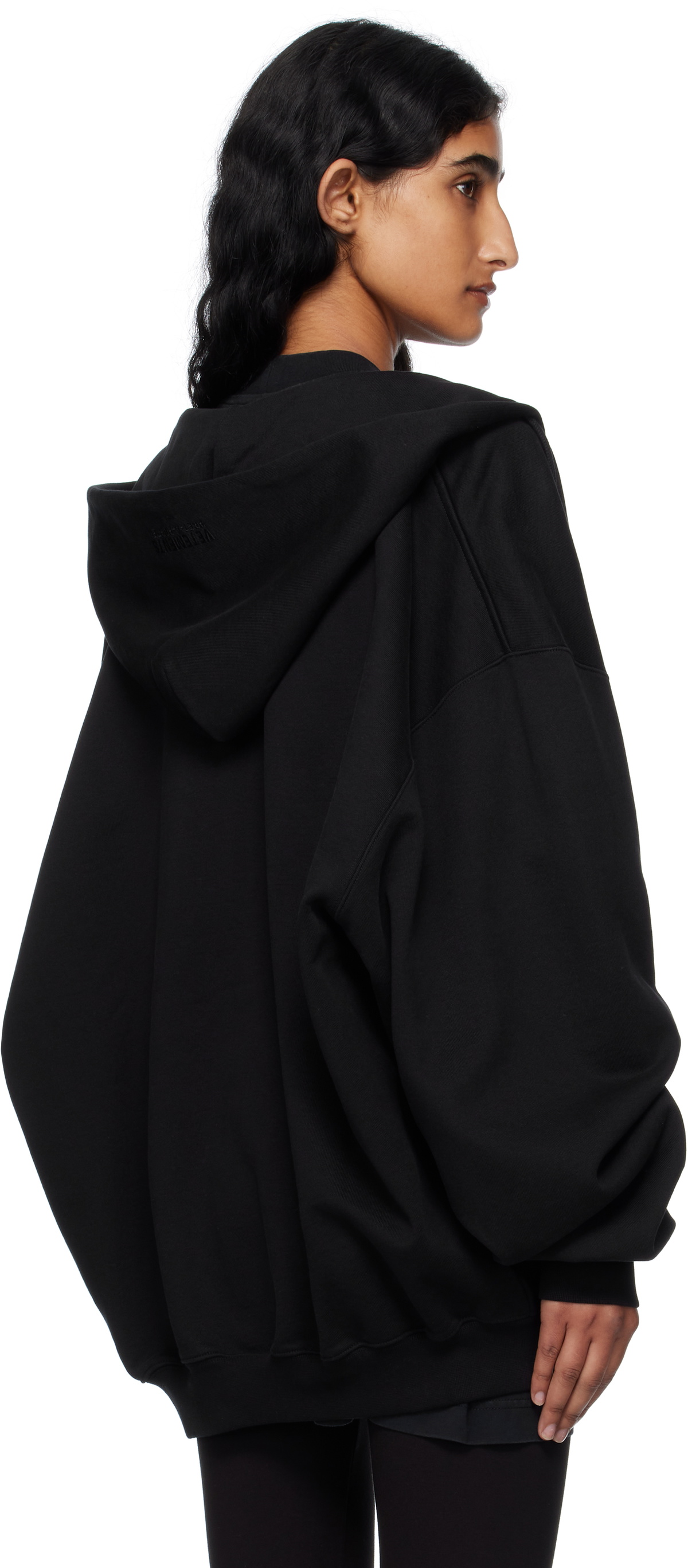 VETEMENTS Black Logo Oversized Zip-Up Hoodie