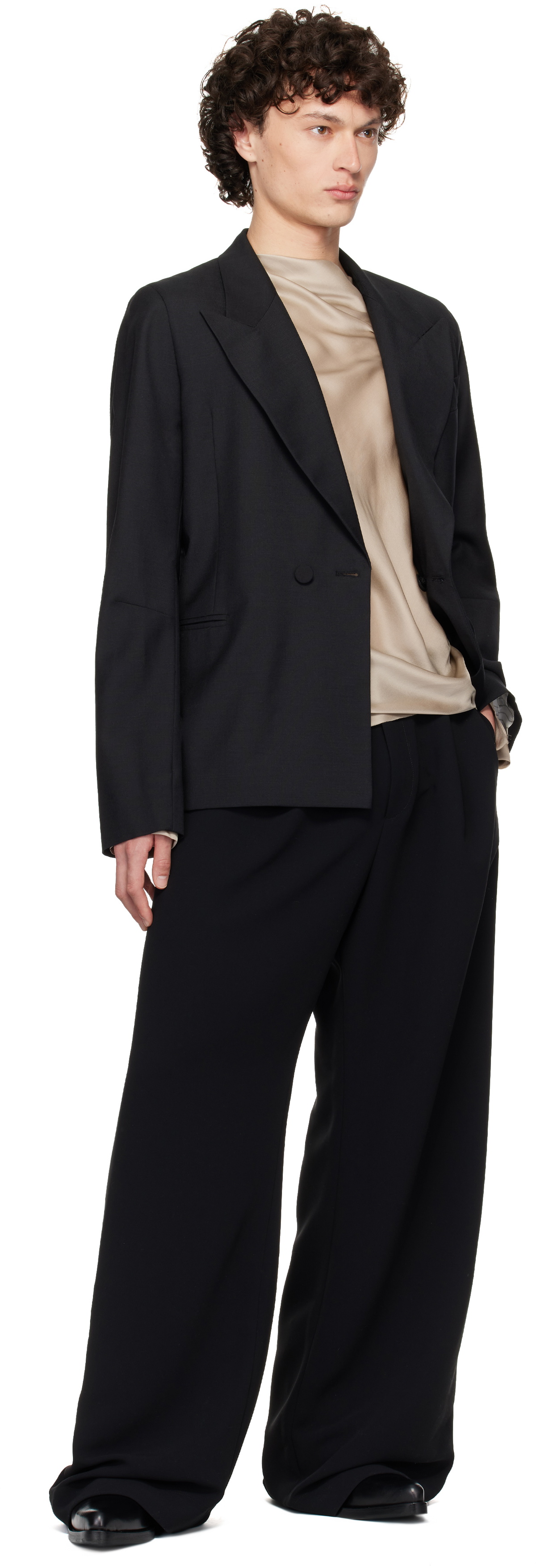 AARON ESH Black D Breasted Wool Blazer