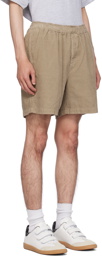 John Elliott Taupe Frayed Shorts