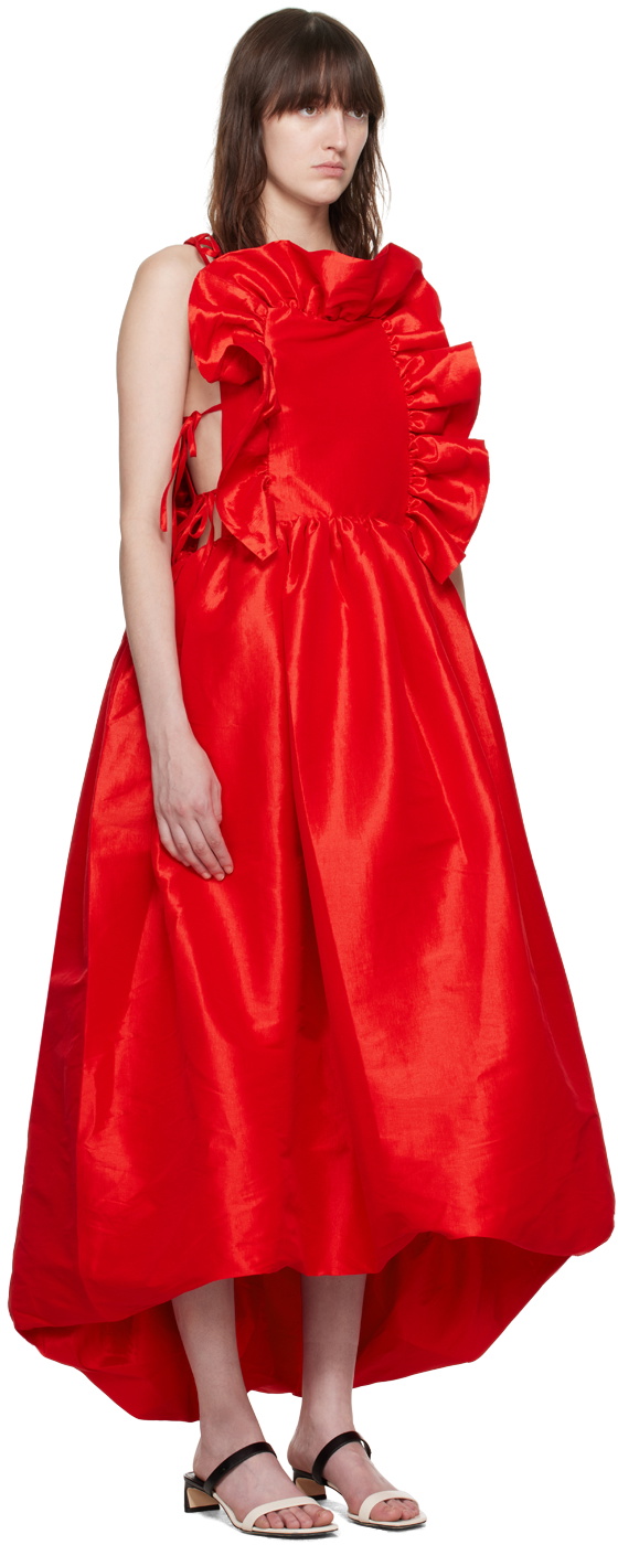Kika Vargas SSENSE Exclusive Red Ramya Maxi Dress