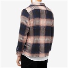 Wax London Men's Dusk Check Whiting Overshirt in Navy/Pink