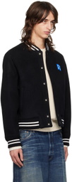 ADER error Black TRS Tag Varsity Bomber Jacket