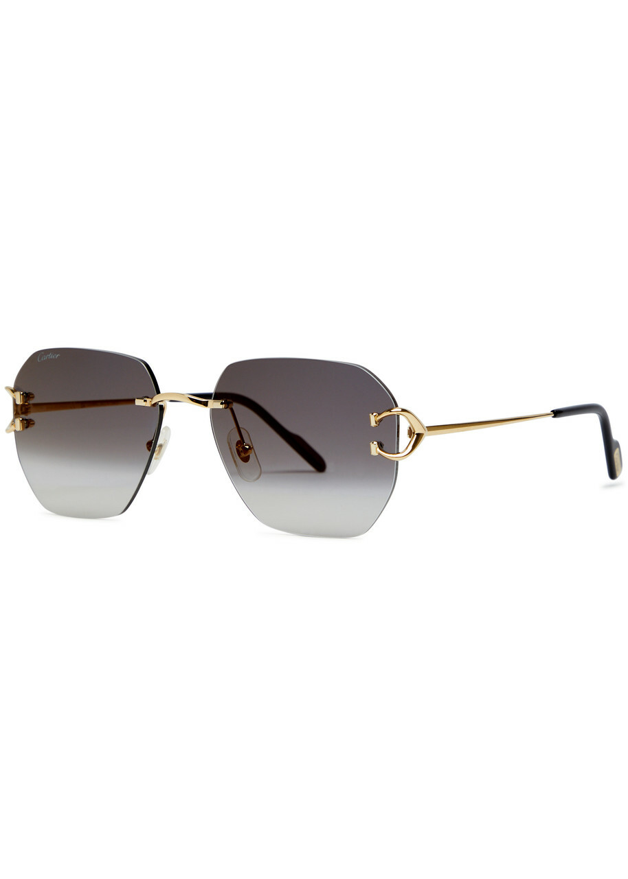 Cartier Rimless Square-frame Sunglasses - Gold Cartier