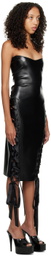 Sia Arnika Black Lace Up Faux-Leather Midi Dress
