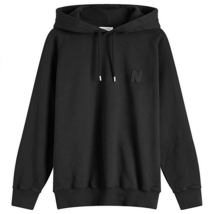 Photo: Norse Projects Men's Marten Raglan N Patch Hoodie in Black