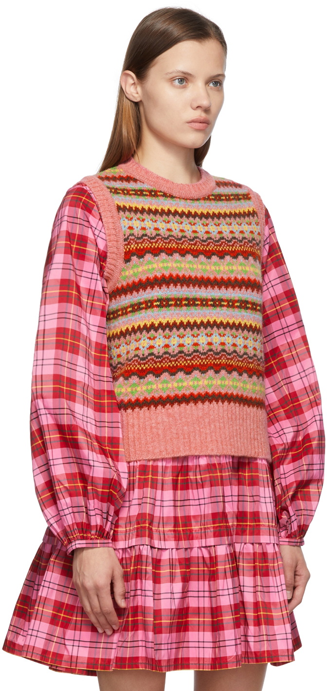 Molly Goddard Pink Fair Isle Bibi Vest Molly Goddard