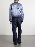 RRL - Embroidered Cotton-Blend Satin Bomber Jacket - Blue