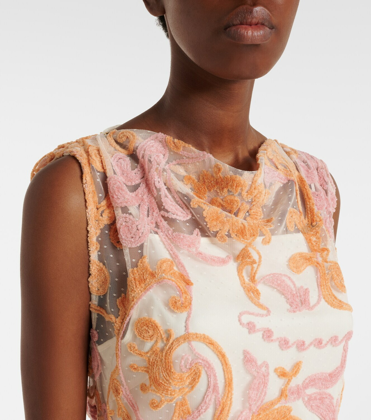 Xu Zhi Embroidered point d'esprit top
