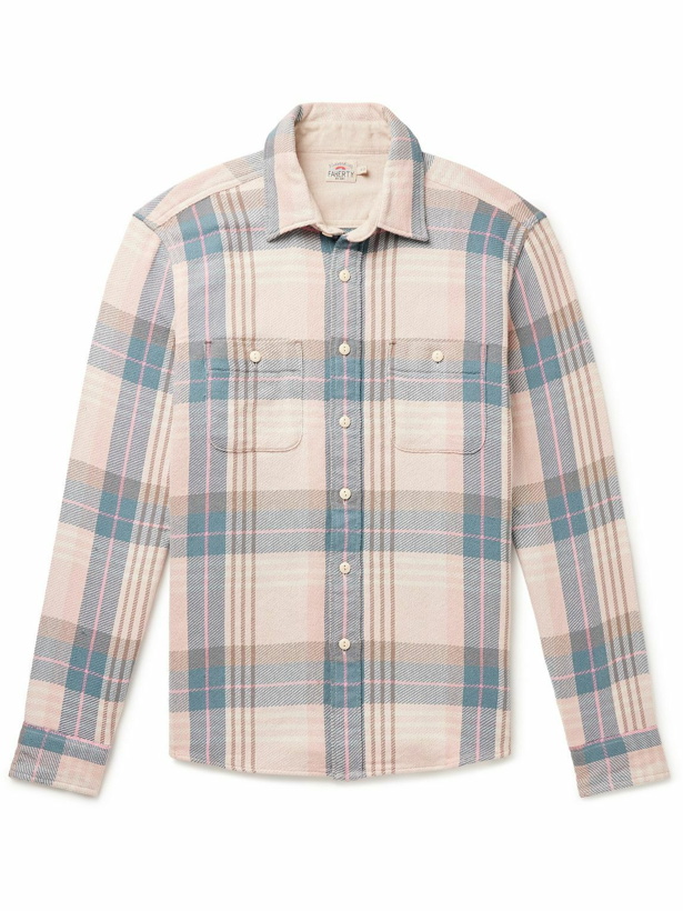 Photo: Faherty - The Surf Checked Organic Cotton-Flannel Shirt - Pink