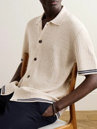 Mr P. - Striped Ribbed Merino Wool Shirt - White