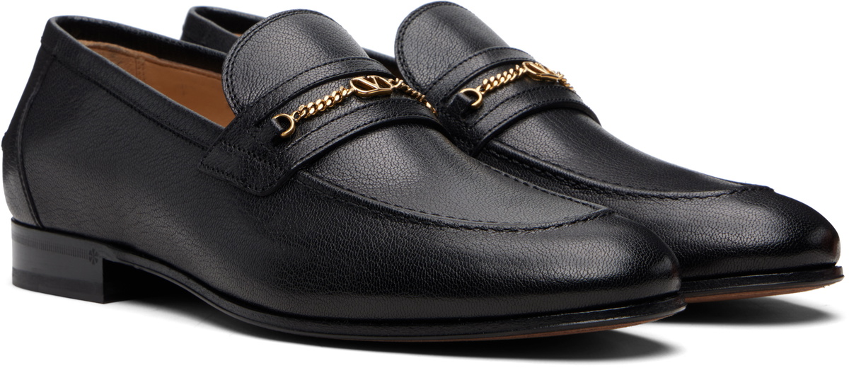 Valentino Garavani Black VLogo Signature Kidskin Loafers