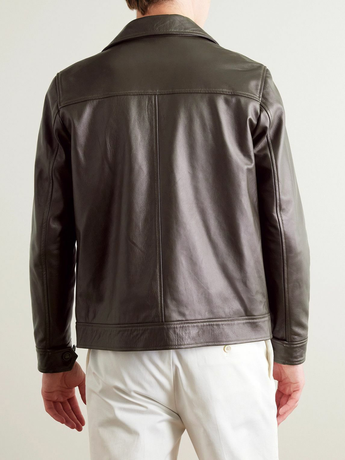 Kingsman - Slim-Fit Leather Blouson Jacket - Brown Kingsman