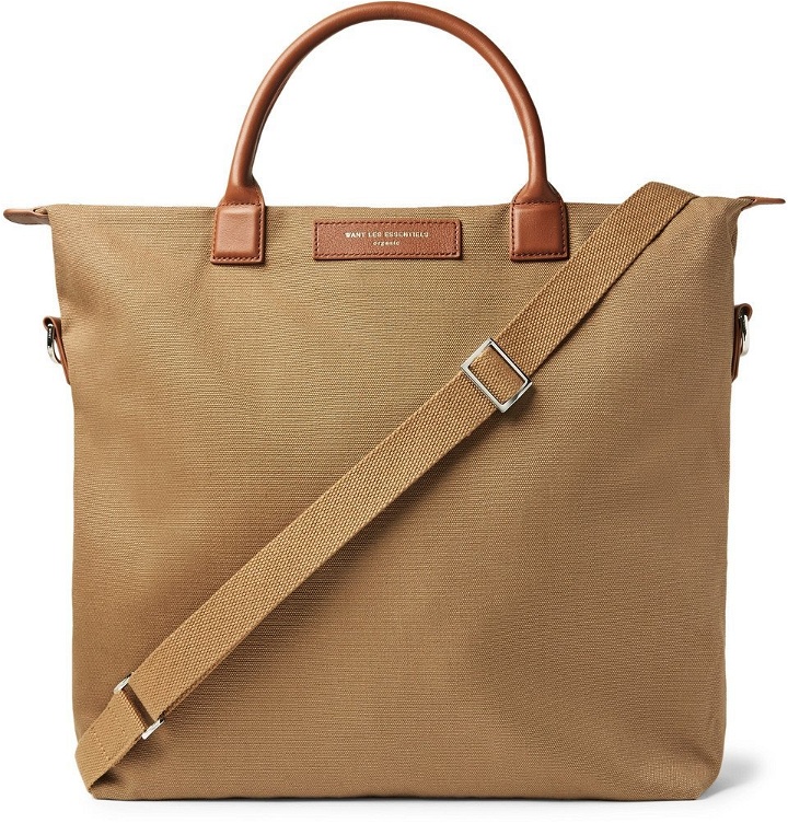 Photo: WANT LES ESSENTIELS - O'Hare Leather-Trimmed Organic Cotton-Canvas Tote Bag - Men - Brown