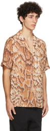 Nanushka Orange & Brown Voile Venci Short Sleeve Shirt