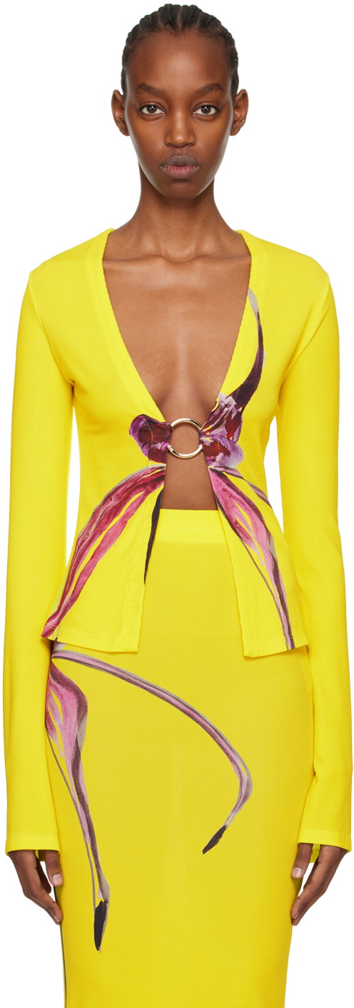 Louisa Ballou Yellow Graphic Cardigan