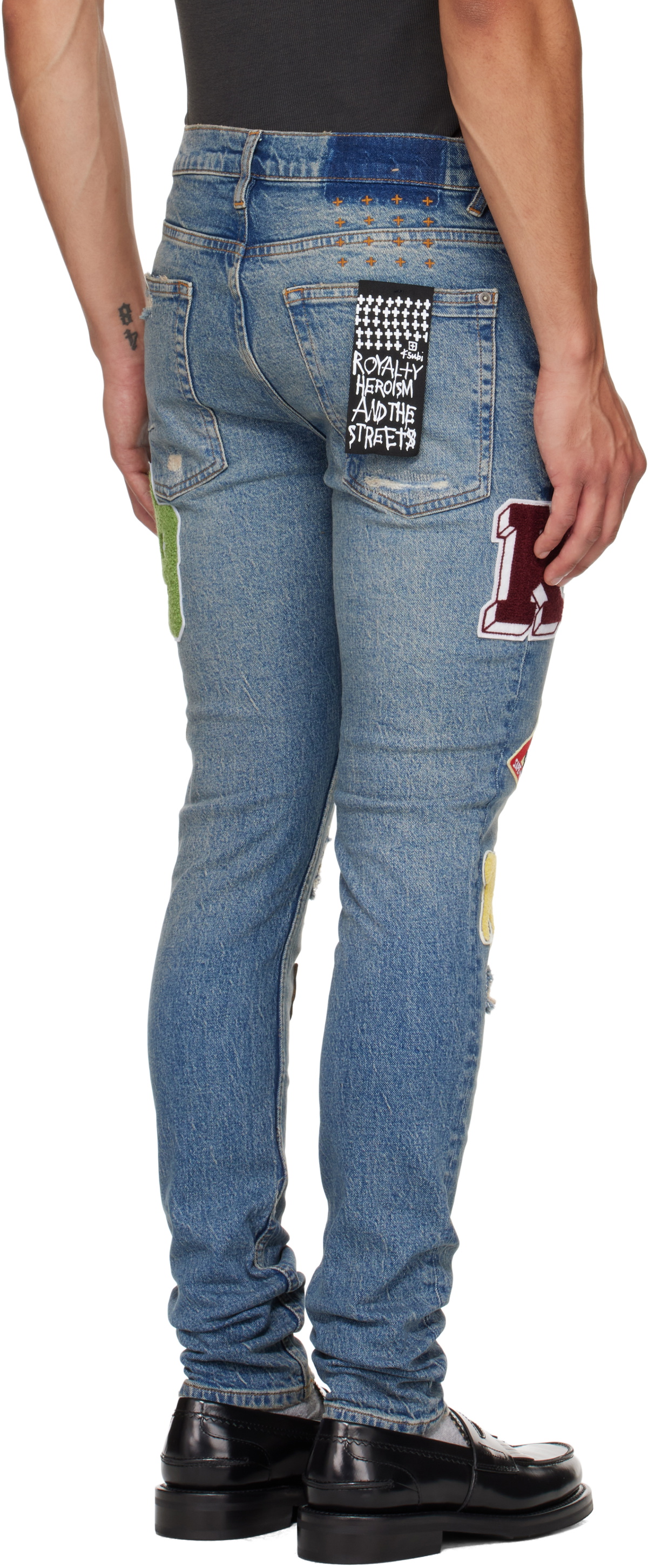 Ksubi Blue Van Winkle Rodeo Patched Jeans