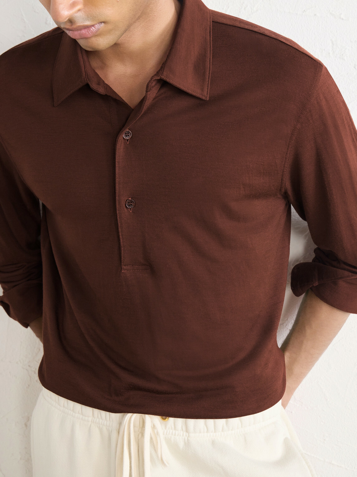 Orlebar Brown - Sebastian Wool-Jersey Polo Shirt - Brown