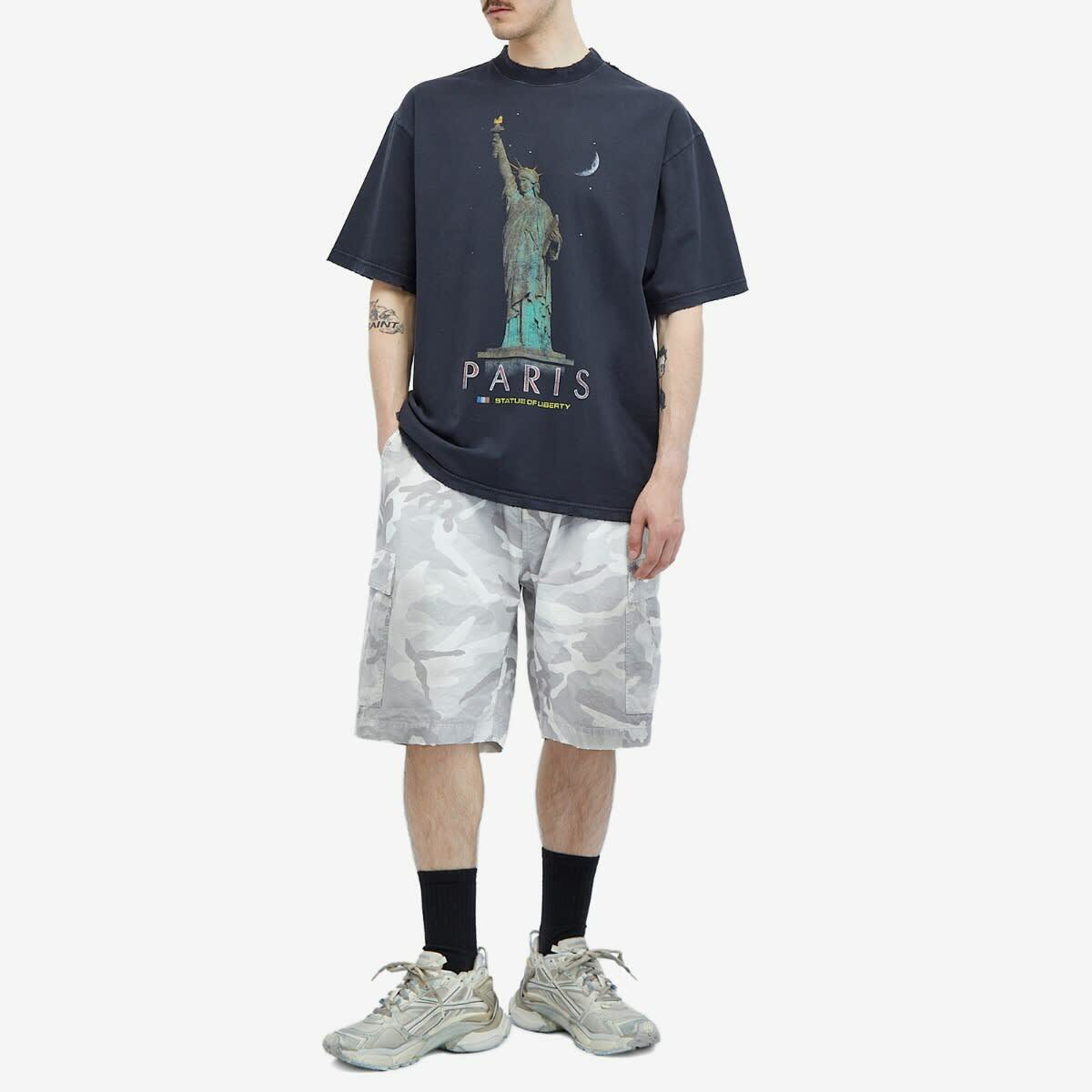 【Balenciaga】 Paris fadedコットンTシャツ Balenciaga Paris faded cotton T-shirt Balenciaga
