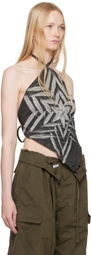 Masha Popova Black Star Bandana Denim Top