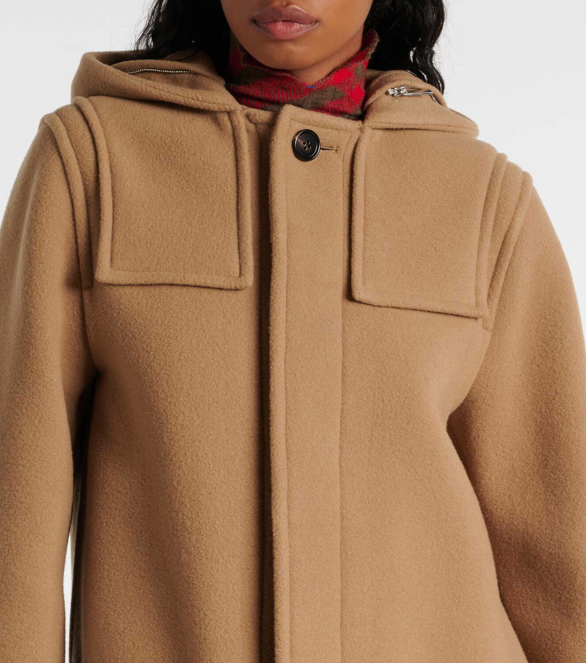 Burberry Faux fur-trimmed wool coat Burberry