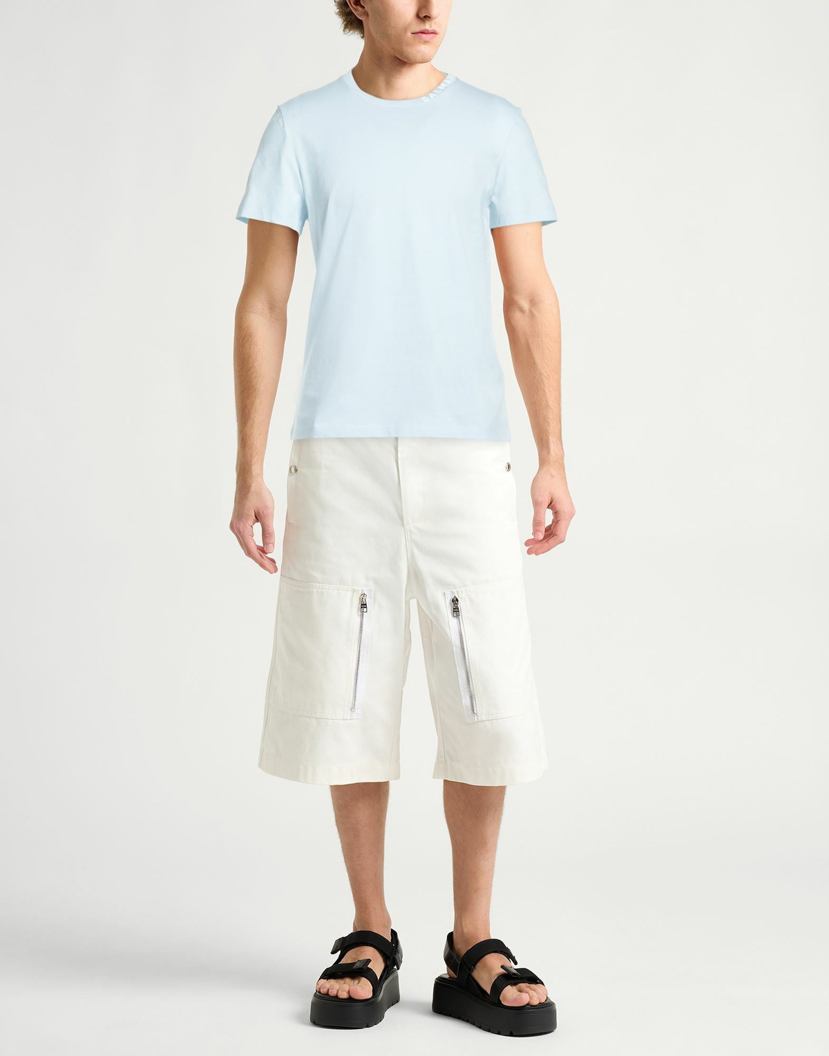 Balmain Mens T-shirt Sky in Blue