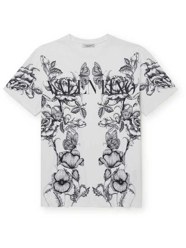 Photo: VALENTINO - Logo-Print Cotton-Jersey T-Shirt - White