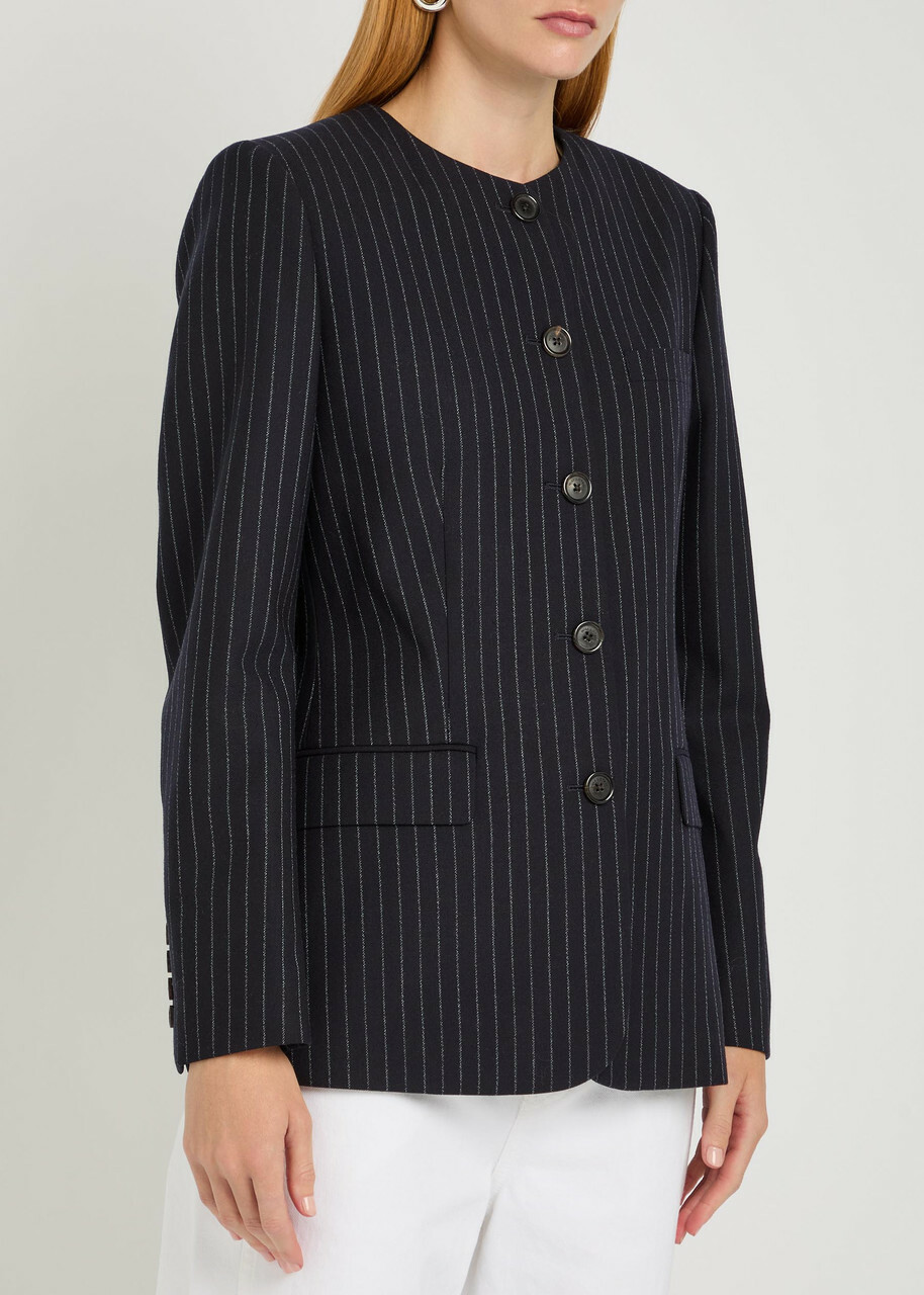Nili Lotan Gertrude Pinstriped Wool Jacket Navy