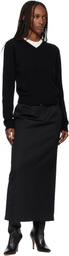 TONYWACK Black Cropped V-Neck Wool Sweater