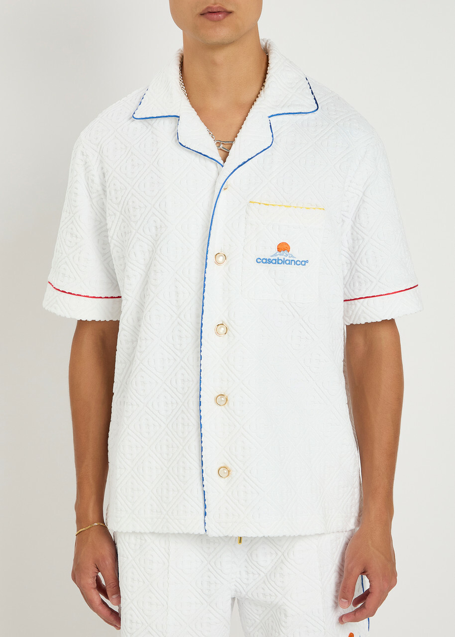 関税込【Casablanca】Towelling Vacation Shirt CASABLANCA Men's Monogram Toweling Camp Shirt | Neiman Marcus