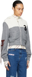 Kijun Gray & White Zip-Up Hoodie