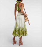 Alémais Wallis floral linen midi skirt