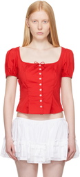 Sandy Liang Red Walnut Blouse