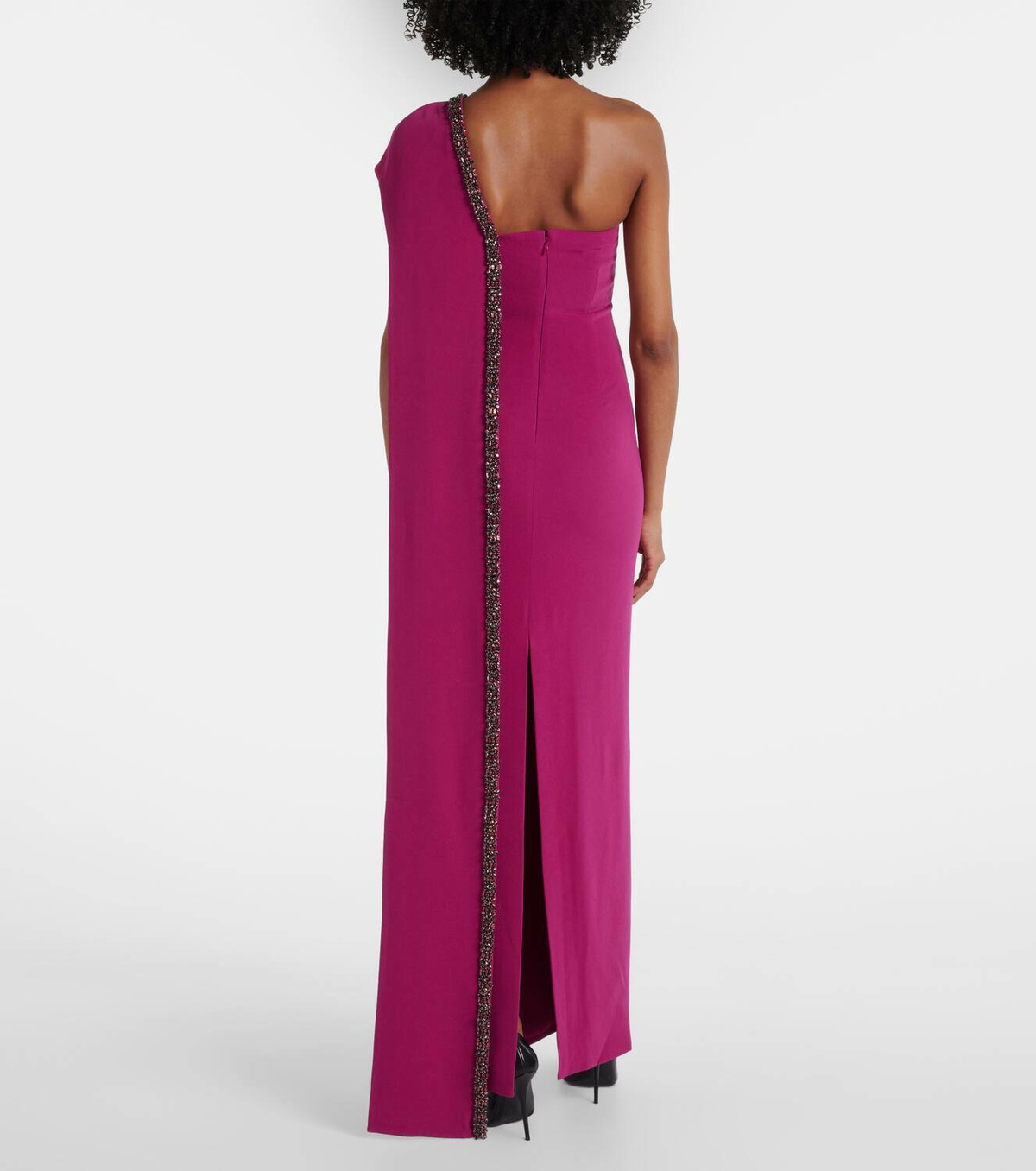 Roland Mouret Caped embellished satin crêpe gown