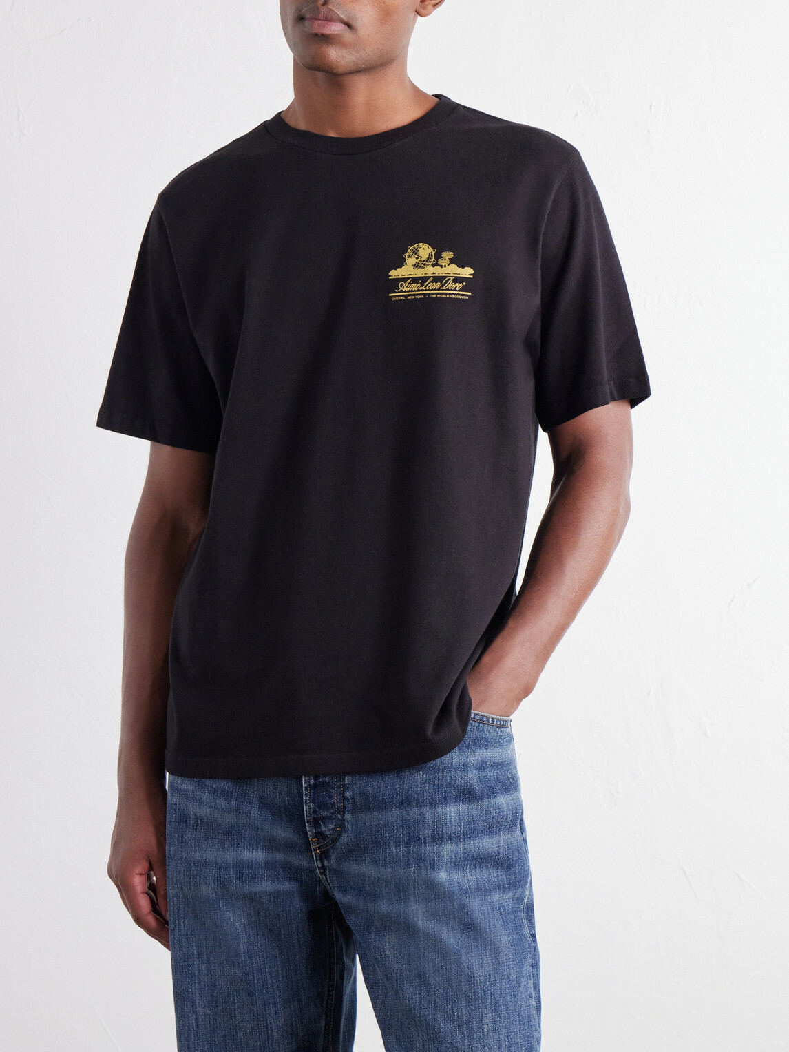 Aimé Leon Dore - Unisphere Logo-Print Cotton-Jersey T-Shirt - Black