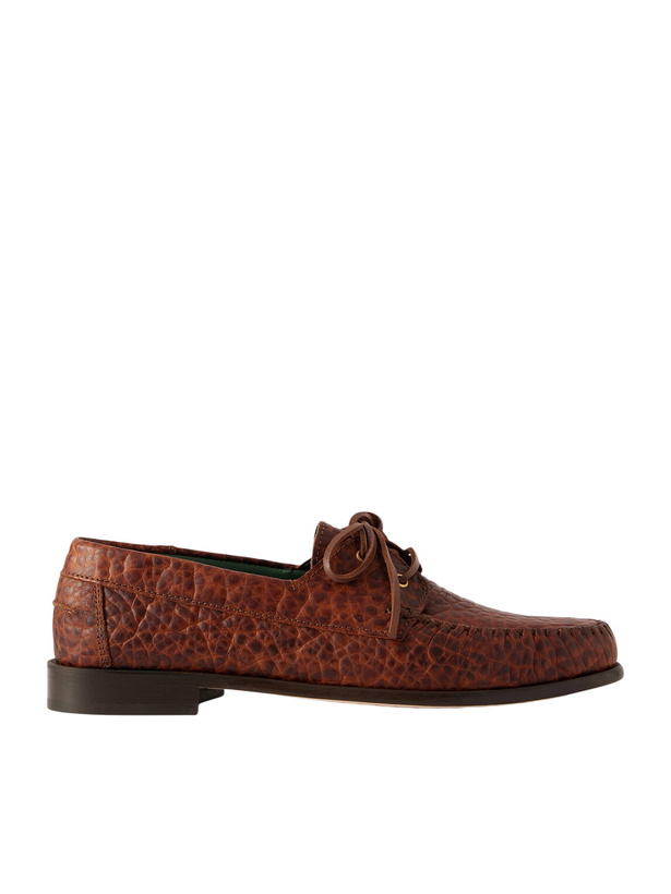 Photo: VINNY's - Millo Croc-Effect Leather Boat Shoes - Brown