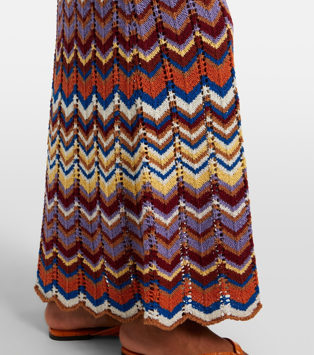Faithfull Elisa chevron crochet cotton-blend maxi dress