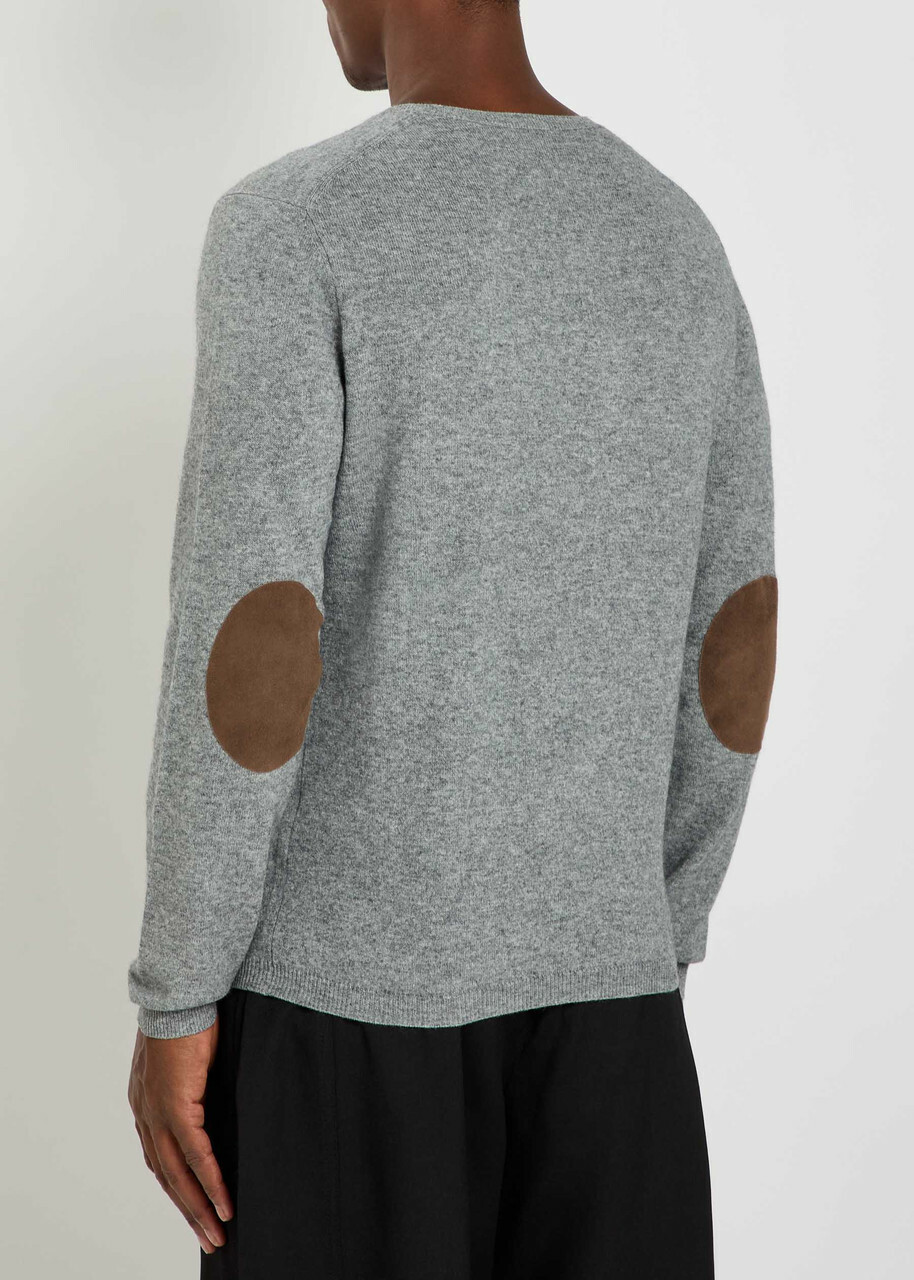 Allude Elbow Patch Cotton and Cashmere-blend Jumper Grey