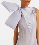 McQueen Bow-detail satin-paneled silk gown