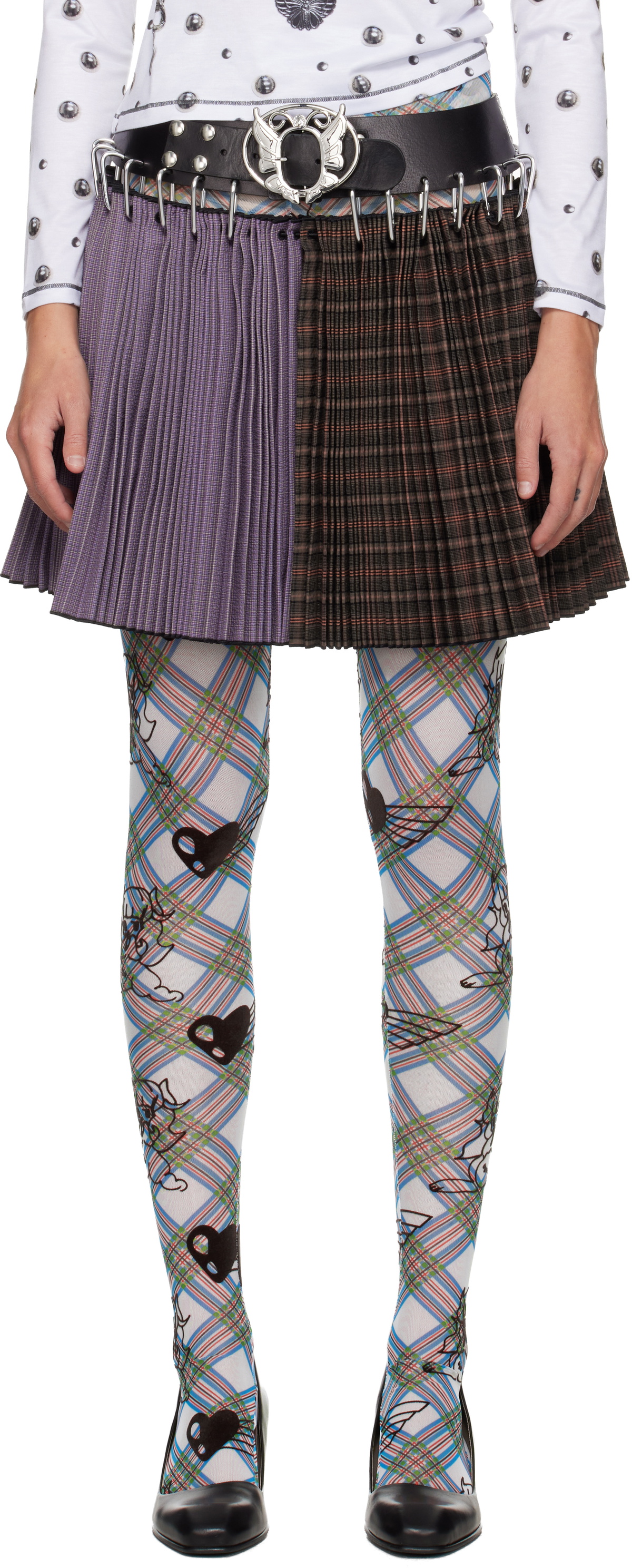 Chopova Lowena Brown & Purple Cotton Carabiner Miniskirt